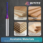 2PCS 1/4 Inch Shank 1/8 Inch Dia Downcut Spiral Router Bit - 1 Inch Cutting Length 3 Inch Overall Length| CNC Router Bits for Woodworking, Mortising, and Engraving