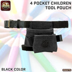 Graintex 4 Pocket Children Tool Pouch Suede Leather with Leather Belt and Hammer Loop