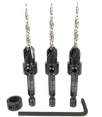 FTG USA Adjustable Wood Countersink Drill Bit Set 3 Pc #6 (9/64"") with Tapered Drill Bit for Woodworking