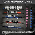 Socket Organizer Drive ABS Tools - Pink Socket Holder, Premium Quality 12 Pieces Socket Holders Kit 1/4-Inch x 64 Clips, 3/8-Inch x 60 Clips, 1/2-Inch x 48 Clips（12PC,Pink)