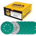 Dura-Gold Premium 800 Grit 5" Green Film Sanding Discs, 8-Hole Pattern, Box of 50 - Dustless Hook & Loop Backing Sandpaper for DA & Random Orbital Sanders, Sand Automotive Paint Woodworking Furniture