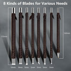 8 Pcs Tungsten Steel Chisel, Metal Engraving Tools, Chisel Set with Leather Sheath for Woodworking, Seal and Bamboo Carving