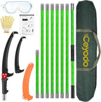 Manual Pole Saw 27ft Extendable Tree Pruner Manual Branches Trimmer Tree Branch Garden Tools Loppers Hand Pole Saws with Lightweight 8 Fiberglass Handles, for Pruning Palms and Shrubs