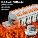5Pcs DIN Terminal Blocks, 3 Conductor Compact Wire Conductor Splicing Connectors, KV223 Lever Wire Connectors for AWG 28-12, 600V 32A