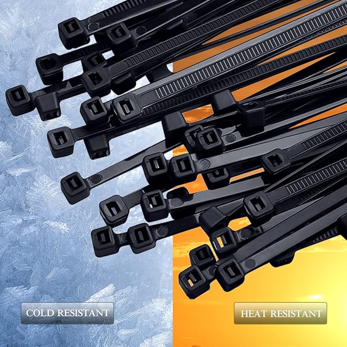 Zip Ties 14 inch (1500 Pack), Black Cable Zip Ties 50 lbs Tensile Strength Nylon Self-Locking Wire Ties Wraps for Outdoor and Indoor Use by ECRABONE