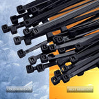Zip Ties 14 inch (1200 Pack), Black Cable Zip Ties 50 lbs Tensile Strength Nylon Self-Locking Wire Ties Wraps for Outdoor and Indoor Use by ECRABONE