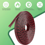 132 ft Expandable Braided Cable Sleeve Wire Loom PET Wire Sleeving，Wrap Management Mesh for Audio Video and Other Home Device Cable Automotive Wire - (1/2 Inch, 1/4 Inch, 2/5 Inch,3/4 Inch, Red)