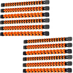ALOANES 12 PC ABS Socket Organizer,1/2 inch, 3/8 inch, and 1/4 inch Drive Socket Rail Holders, Heavy Duty Socket Racks, Black Rails with Orange Clips