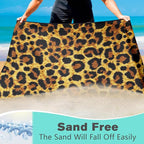 Leopard Print Beach Towel Oversized 36" x 72", Thin Lightweight Sand Free Quick Dry Microfiber Towel for Swimming Pool Cruise Camping Travel