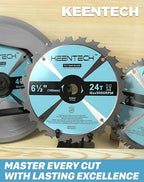 KEENTECH 6-1/2 Inch Woodworking Circular Saw Blade 18T 24T 40T 3-Pack, Tungsten Carbide Tipped, ATAF Grind, 5/8 Inch Arbor Hole