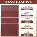 50pcs Mouse Sander Sandpaper Assortment Kit, 5 Hole Detail Sander Sandpaper Palm Sander Paper Mouse Sanding Pads Hook and Loop Sanding Sheets - 40/80/120/180/240 Grit
