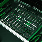 SK 3/8" Drive Socket Set with 160-P Ratchet, 56-Piece, SAE & Metric, SuperKrome Finish, Premium CR-V Construction, with EVA Foam Tool Organizer