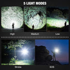 Rechargeable Flashlights 90,000 High Lumens - 2 Pack, Super Bright LED Flashlight Rechargeable with 5 Light Modes, High Powered & IPX7 Waterproof Flash Light for Camping, Home