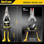 HURRICANE 10 Inch Aviation Tin Snips, Heavy Duty Metal Cutter Shears for Cutting Sheet Metal, Straight Cut, Chrome Vanadium Steel