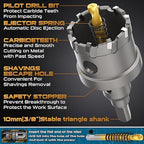 DAIMIT Hole Saw for Metal - Tungsten Carbide Tipped 1-1/2" Inch(38mm) Hole Cutter with Pilot Drill Bits for Stainless Steel, Iron, Copper, Brass - Heave Duty Hole Saw for High Precision Cutting