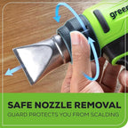 Greenworks 24V Cordless Heat Gun, Deflector Nozzle、Concentrator Nozzle And Flat Nozzle High Temperature Of 1000℉, Bare Tool