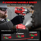 Cordless Impact Wrench 1/2" Compatible with Milwaukee 18V Battery, 1000Ft-lbs(1360N.m) High Torque Impact Driver, Brushless Electric Impact Gun with 4-Mode Speed, LED Work Light for Car(Bare Tool)