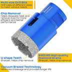 DAIMIT 13-Piece Diamond Drill Bits Set | Vacuum-Brazed Core Hole Saws (5/8"-11 Arbor) for Tile, Marble & Porcelain | Wet/Dry Use | Granite & Glass Cutting Kit