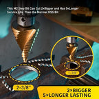 Large Step Drill Bit, 1/4 to 2-3/8 inch High Speed Steel Drill Cone Bits for Sheet Metal Hole Drilling Cutting, Sprial Unibit Extra Large 2-3/8 inch