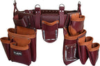 Heavy Duty 19 Pocket Leather Tool Belt Multipurpose Pockets Work Organizer Pouch Framing Fat Lip Tool Holder for Carpenter, Construction, Handyman, and Electrician Tool Belt Set