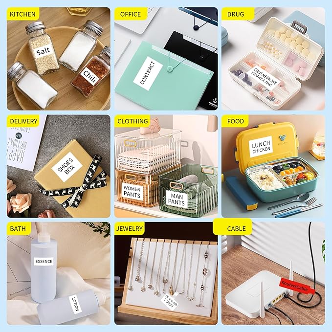 PUQU 30x50mm Direct Thermal Sticker Labels, Self-Adhesive All-Purpose Label Maker Tape, Compatible with AQ Series Label Printer, Refills Standard Laminated Office Labeling, 6 Rolls, 900 Labels