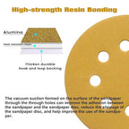 100PCS 5 Inch 8 Hole Sanding Discs 600 Grit,Gold Round Hook and Loop Sandpaper for Random Orbital Sander