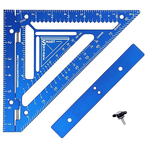 Commando 7.5" - Advanced Carpenter Square with Jig Block - Accurate Flatwork and Repetitive Markings (Ocean)