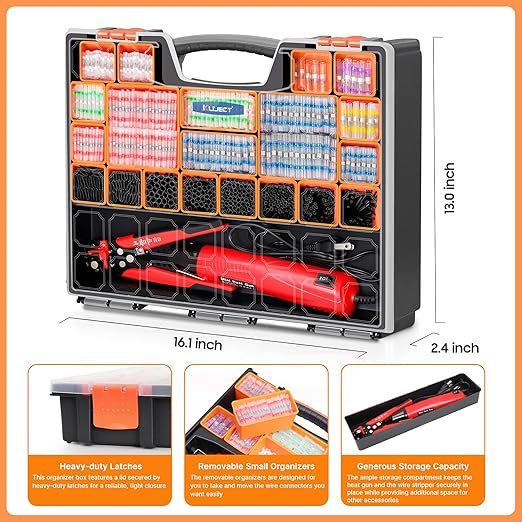 Ultimate All-in-ONE Heat Shrink Solder Seal Wire Connectors Kit – Wire Striper, Heat Gun, Kuject 2000PCS Waterproof Solder Stick Butt Connectors, Electrical Wiring Connector Kit for Marine Automotive
