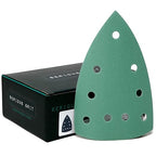 220 Grit 4" x 6" Delta (100mm x 150mm) Triangle Sanding Sheets - Fits Festool DTS 400 & Mirka DEOS Delta Sanders - Heavy-Duty Hook & Loop Film Sandpaper for Detail Sanders - 50 Pack Box