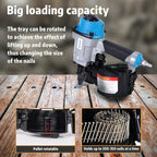 BHTOP CN55N Pneumatic Nail Gun, 15 Degree Professional Coil Nailer, 1 Inch to 2-1/4 inch Coil Pallet Nail Gun, 350-pcs Load Capacity Pallet Nailer Blue