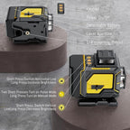 16 Line Laser Level 360 Self Leveling,4x360° Professional 4D Cross Line Green lazer Level with 2 Batteries for Construction and Picture Hanging,Adjustable Brightness Magnetic Bracket,Remote Control