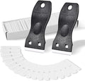 FOSHIO 2PCS Plastic Razor Blade Scraper Tool and 100PCS Plastic Blades for Gasket Remover, Sticker Remover, Labels Decal and Adhesive Remover for Windows and Glass (Dark Black)