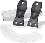 FOSHIO 2PCS Plastic Razor Blade Scraper Tool and 100PCS Plastic Blades for Gasket Remover, Sticker Remover, Labels Decal and Adhesive Remover for Windows and Glass (Dark Black)