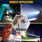 Rechargeable Magnetic Flashlight High Lumens - 1500 Meters Long Beam Super Bright LED Tactical Flashlight with Holster USB Zoomable 5Modes Small Long Beam Spotlight Flashlight for Camping