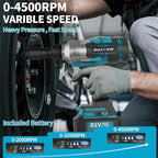 Cordless Impact Wrench 3/4 inch, Impact Wrench 1400Ft-lbs Brushless Impact Gun, 4500RPM Impact Gun, Two 4.0Ah Li-ion battery with fast charger, 6 Impact sockets,1 Extension Bar,3/4 to 1/2 adapter