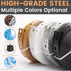 Metal Strap 1-Inch x 50FT 0.6mm Thickness Metal Strapping with Holes Galvanized Pipe Hanger Strap DIY Cutting and Installation for Pipe Support (Black)