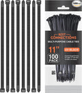 BEST CONNECTIONS Black Cable Zip Ties 11 Inch Multi-Purpose Self-Locking Nylon Wire Ties with 50 Lbs Tensile Strength Cable Management Ties for Outdoor & Indoor - 1,000 Pack