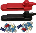JQuad(Pair - Red & Black) 12 Terminal Distribution Block -BUSBARS- with Ring Terminals