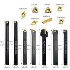 Indexable Lathe Turning Tool 3/8”10mm 7PCS Metal Lathe Tools+21PCS Carbide Inserts，Carbide Lathe Tools ，Lathe Tools，Hard Alloy Cutting Tools and Blades Used and Boring Mini Lathe Tools+10pcs Screw