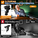 12X Long Swing Arm Magnifying Glass with Light and Stand, NUEYiO 4-Way Large Strong Metal Clamp Lighted Magnifier Lamp, 5 Color Modes LED Magnifying Lamp for Workbench, Crafting, Hobby