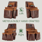 STRONGLAD Tool Belt - Framing Tool Belt for Carpenters - Tool Belts for Men - Carpenter Pouches for Construction - 21 Pockets, Oil-Tanned Full-Grain Leather T800