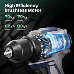 20V Cordless Drill Kit, 620 in-lbs Torque, 3/8" Keyless Chuck, Brushless Power Drill with 2.0Ah Battery and Charger, 2+1 Variable Speed, 20+1 Position Electric Drill Driver with LED, Belt Hook, Bag