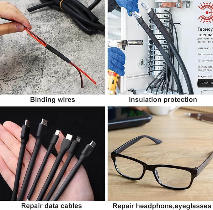 Lsnisni 3.54 Inches Heat Shrink Tubing Kit 180 Pcs, Ratio 3:1 Adhesive Lined, Dual Wall Tube - Marine Grade Waterproof, 7 Diameters, Heat-Shrink Tube, Heat Shrink Cable Sleeve - Black