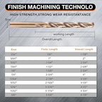21Pcs Cobalt Drill Bit Set (1/16"-3/8"), M35 High Speed Steel, Twist Jobber Length for Hardened Metal, Stainless Steel, Cast Iron, Wood, and Plastics, with Metal Index Storage Box