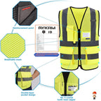 X Small High Visibility Mesh Safety Reflective Vest with Pockets and Zipper