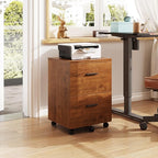 DEVAISE Wood File Cabinet, 2 Drawer Filing Cabinet for Home Office, Vertical File Cabinets with Wheels fits A4/Letter/Legal Size File, Walnut
