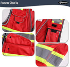 JKSafety 11 Pockets Hi-Vis Black Mesh Safety Vest for Men Women High Visibility Reflective Construction with Zipper Work Utility PPE Work Gear ANSI/ISEA compliant (102-Red 3XL)