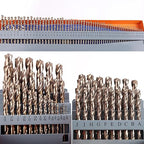 115Pcs Cobalt Drill Bit Set (1/16''-1/2''), M35 High Speed Steel, Twist Jobber Length for Hardened Metal, Stainless Steel, Cast Iron, Wood, and Plastics, with Metal Index Storage Box