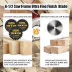 6-1/2 Inch Circular Saw Blade 24T 40T 60T Combo,6-1/2 Saw Frame Ultra Fine Finish Circular Saw Blade,Compatible with for DEWALT,Makita,Skil Saw,for Cutting Lumber,Plywood Material,5/8 Inch Arbor