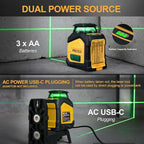 PREXISO 360° Laser Level with Tripod, 100Ft Dual Power Self Leveling Cross Line Laser- Wide Angle Vertical Line for Construction, Floor Tile, Renovation with Magnetic Base, Wall Panel Stand, Carry Bag